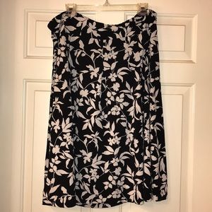 Black & White Floral Stretchy Skirt